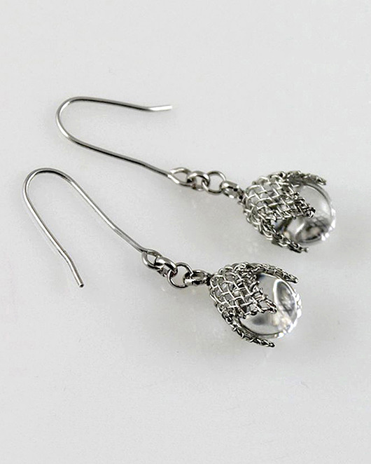 kolczyki wire wrapping Szklane w siateczce - kolczyki (lub klipsy)