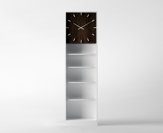 Q CLOCK  zegar podłogowy, stojący z półkami Furia Design