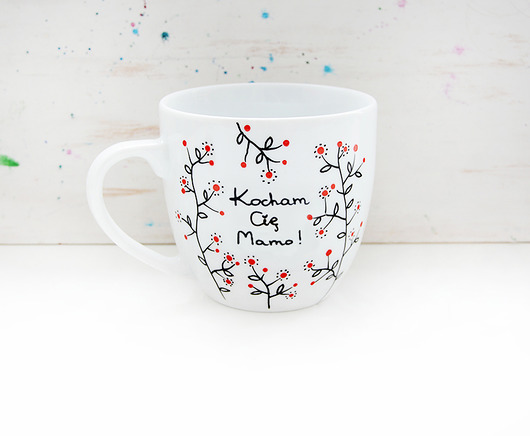 Kocham Cię Mamo (czerwony)- kubek porcelnowy XL miamilu