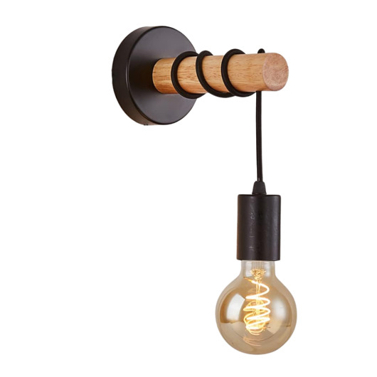 kinkiety Kinkiet lampa ścienna lampa na ścianę drewniana czarna LED E27