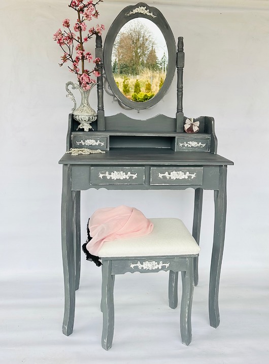 lustra stojące i wiszące Toaletka kosmetyczna z dużym lustrem, shabby chic
