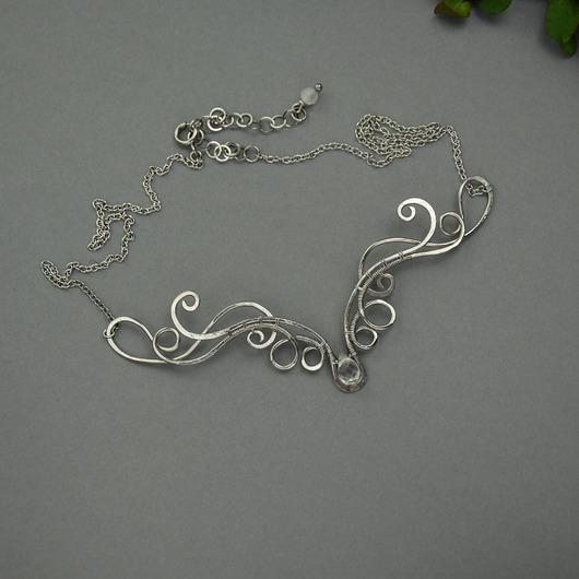 naszyjniki - inne Oryginalny naszyjnik kryształ górski wire wrapping