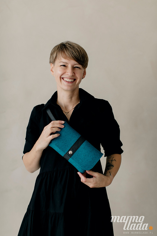 saszetka nerka Marmollada - torebka filcowa mała TURKUS + c