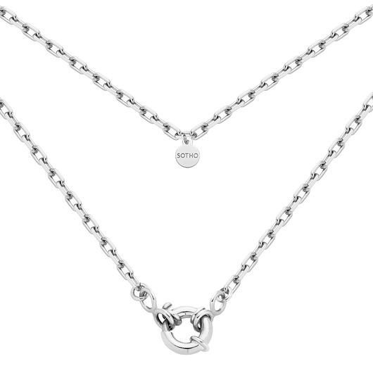 srebrne naszyjniki Srebrny łańcuch z ozdobnym zapięciem