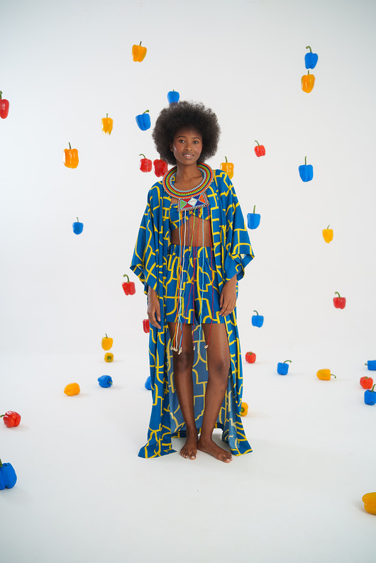 sukienki maxi damskie Kimono Geometric Delight