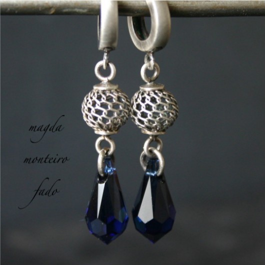 Kolczyki Swarovski indygo w srebrze fado