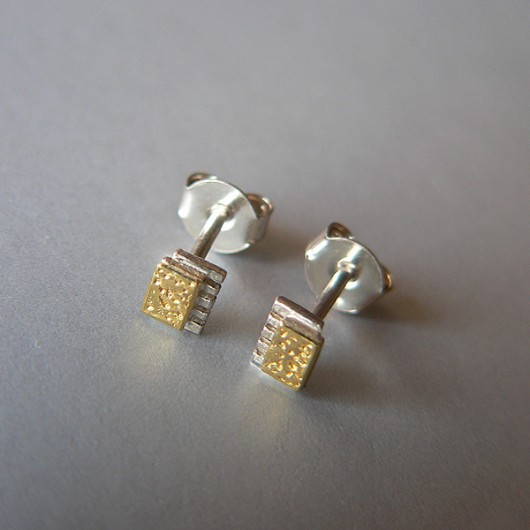kolczyki wire wrapping -maleństwa-srebro+złoto-
