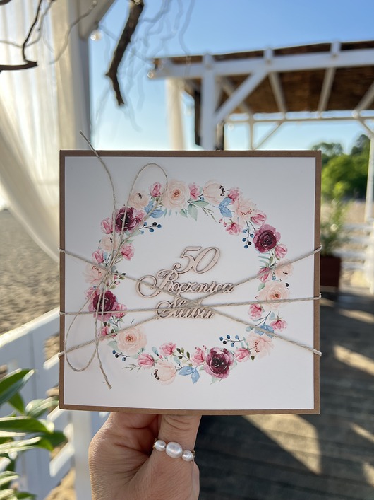 kartki scrapbooking Wyjątkowa kartka ręcznie robiona z okazji 50 rocznicy ślubu