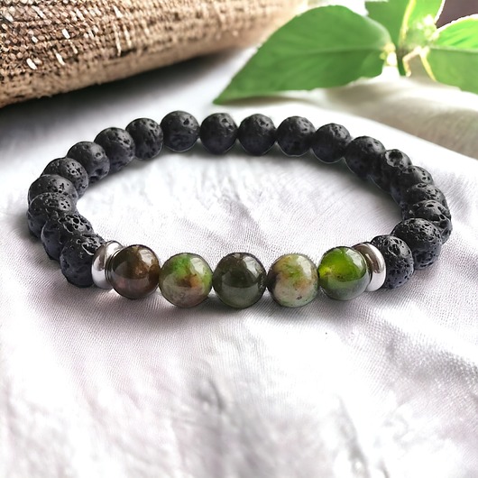 biżuteria męska OPAL ZIELONY - dobre relacje, pozytywne zmiany, LAWA- energia