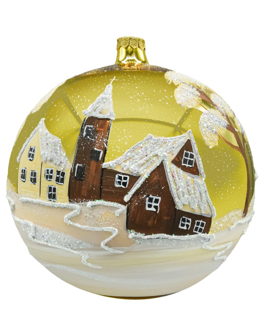 bombki Bombka okrągła duża: Zimowe miasteczko z bałwanem