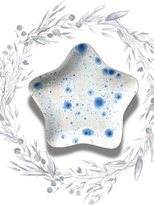 dekoracje świąteczne Talerz ceramiczny Nakrapiana gwiazdka