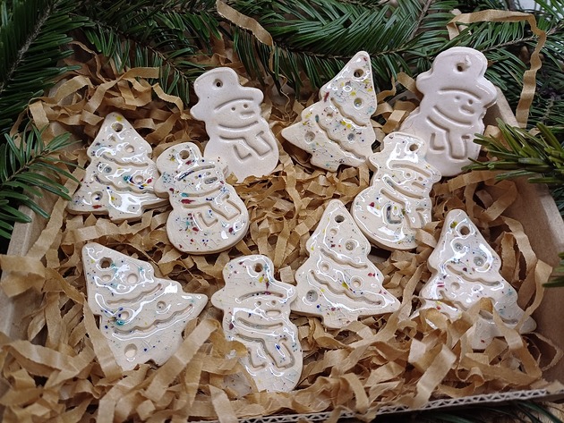 ozdoby choinkowe Komplet ceramicznych ozdób choinkowych