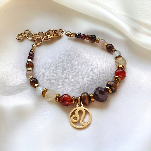 bransoletki z kamieni naturalnych LEW - zodiac collection - PREMIUM - gold
