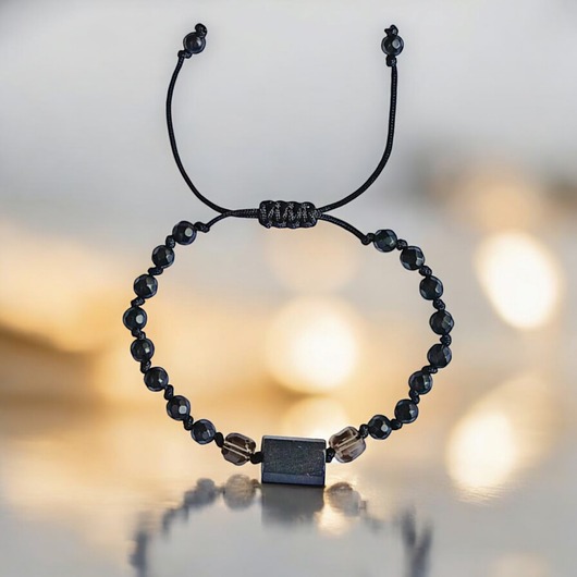 bransoletki z kamieni naturalnych Ochronna bransoletka - czarny turmalin, kwarc dymny, onyks mat