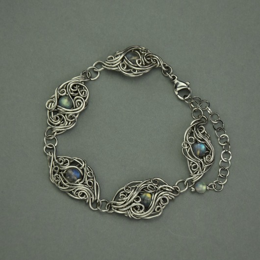 bransoletki wire wrapping Bransoletka regulowana kolorowe labradoryty wire wrapping