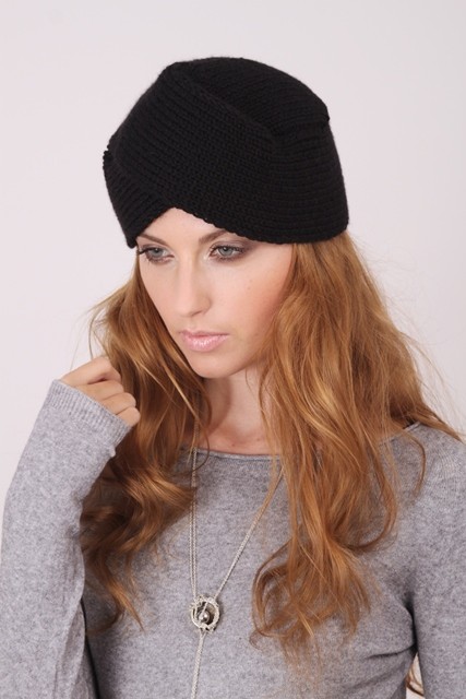Czarny kaszmirowy turban TWIST Hat Company