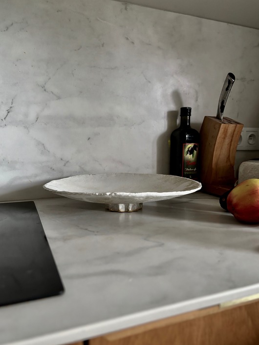 talerze, miski Ceramiczna Misa XXL na Cokole na  Owoce Przekąski Rustic White