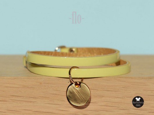 flo banana/lemon & gold bransoletka skórzana barboleta