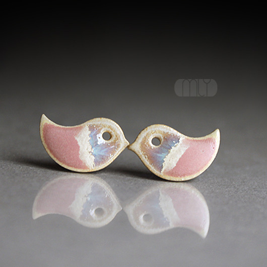 kolczyki ceramiczne Ptaszki /stal chirurgiczna/