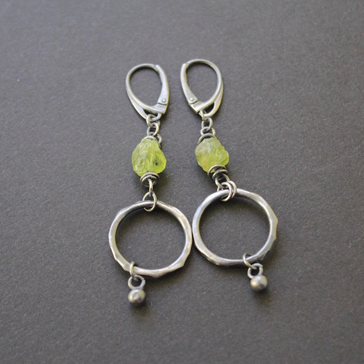 kolczyki z kamieniami Kolczyki dwie limonki