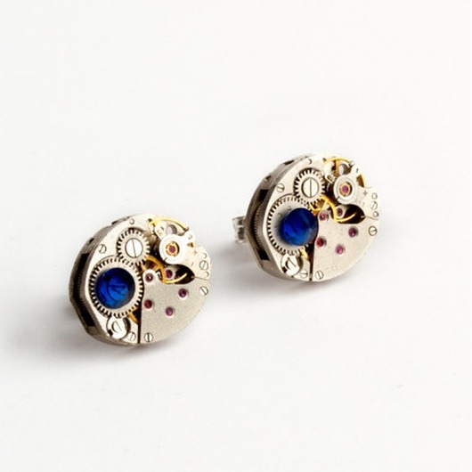 kolczyki srebrne KOLCZYKI Sztyfty - Oval I Deep Navy