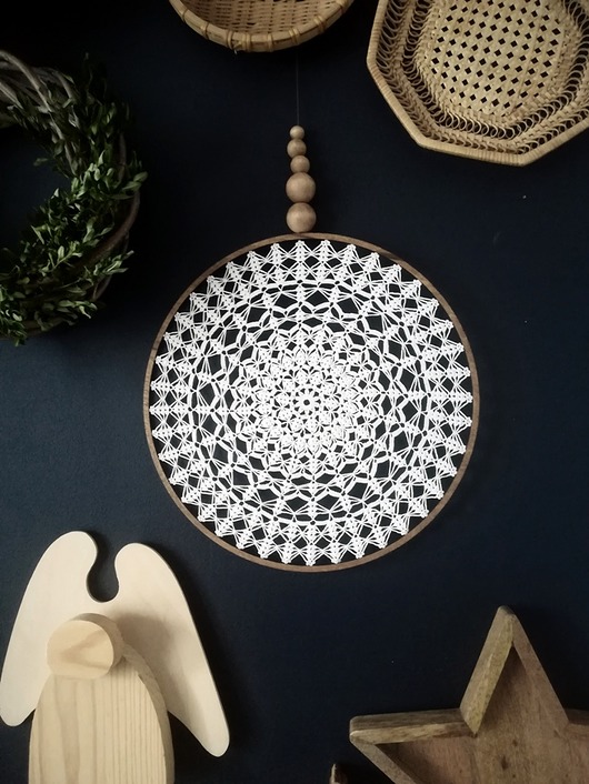Łapacz snów ecru 28 cm Wooden Love