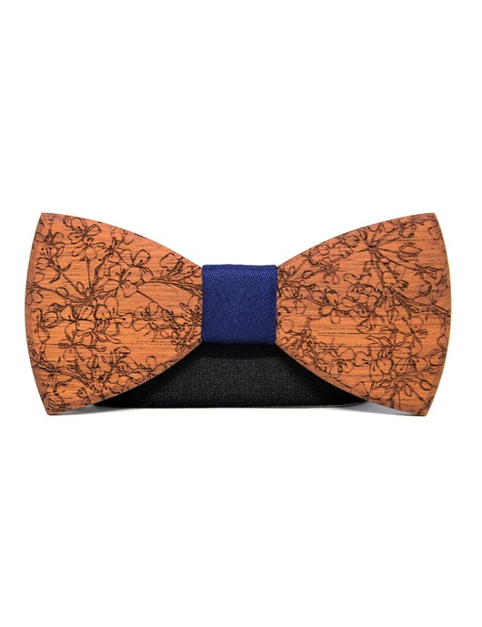 Drewniana muszka w kwiaty BOHO MARACHIC