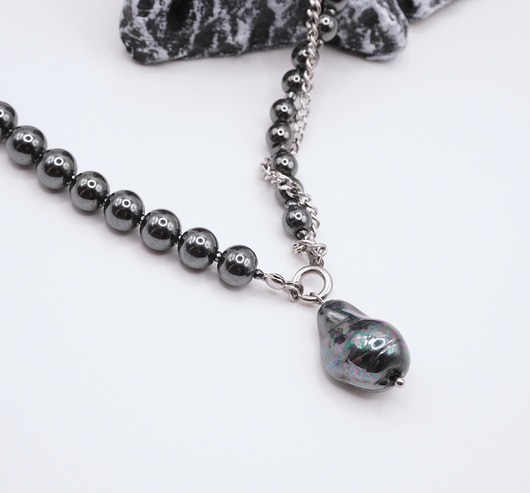 kolie Naszyjnik Hematyt z perłą