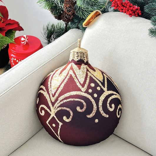 poduszki z grafiką Poduszka Dekoracyjna Brązowa Bombka Mała