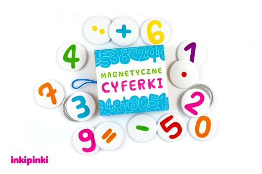 magnetyczne cyferki - 16 szt. magnesów z cyframi inkipinki