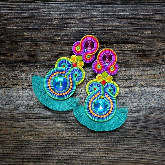 kolczyki soutache Waikiki- etniczne kolczyki soutache