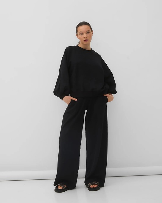 spodnie materiałowe damskie Spodnie boucle black