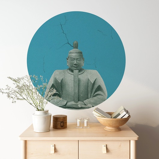 tapety i naklejki ścienne Mural DOTS Kusonoki NIEBIESKI-  okrągła dekoracja ścienna