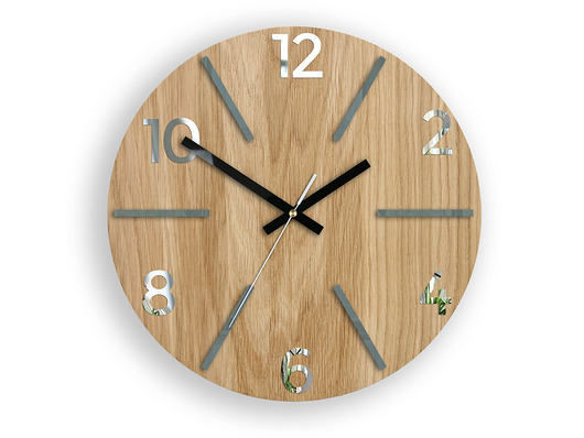 Zegar ścienny Aksel Wood Grey&Mirror 33,5 cm ModernClock