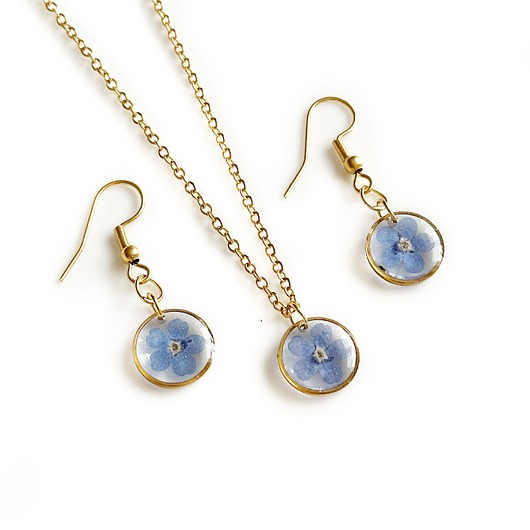 komplet biżuterii Komplet biżuterii z niezapominajkami