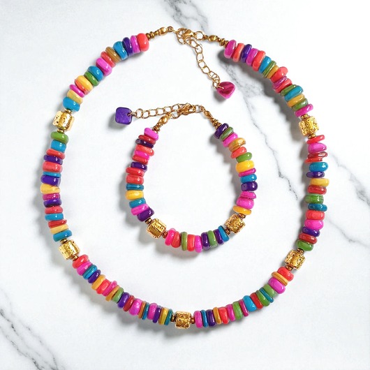 komplet biżuterii RAZEM TANIEJ! komplet summer collection: złota lawa, kolorowa masa perłowa