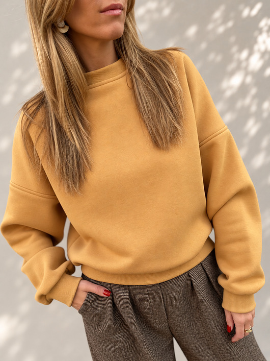 bluza bez kaptura damska Honey-Coloured / miodowa bluza basic