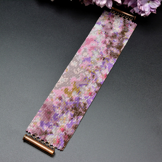 bransoletki - inne Sakura IX Abstract, szeroka wyplatana bransoleta, beading