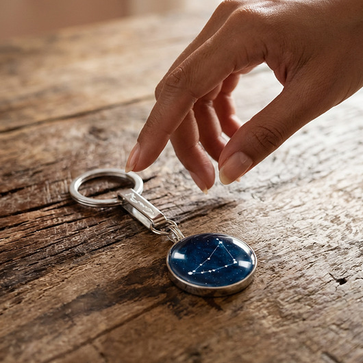 breloki Capricorn - konstelacja Koziorożca, stalowy brelok + box