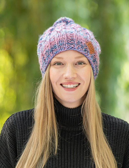 czapki damskie SMILE Bubble Gum WEŁNA 15%