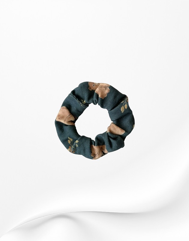 gumki do włosów Scrunchie gumka frotka wąska niedźwiadki misie grafitowa
