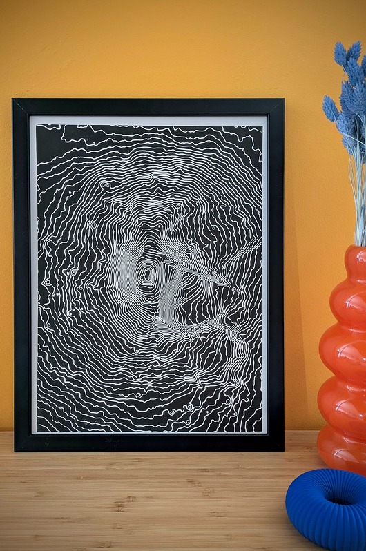 grafiki i ilustracje Ręcznie drukowany linoryt "Anatomia Wulkanu" 30x40cm