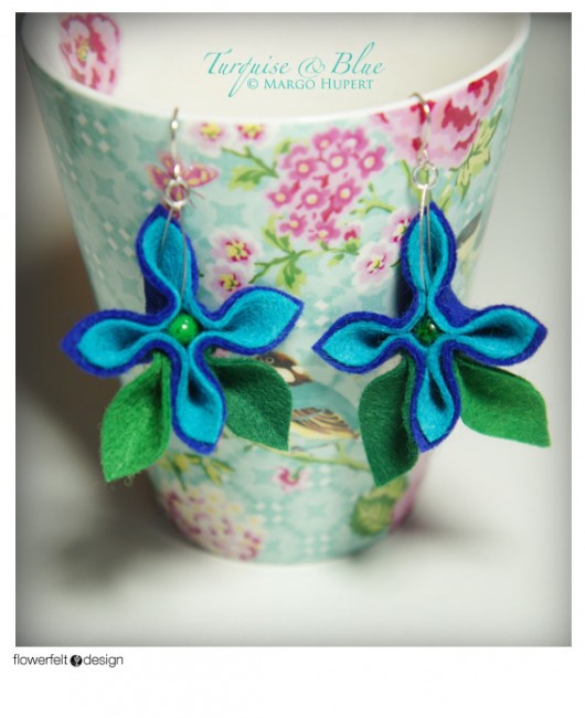 turkusowe z chabrem i zielenią FlowerFelt Design