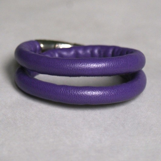 gruby rzemień - OZDOBNE ZAPIĘCIE - double PURPLE kaktusia