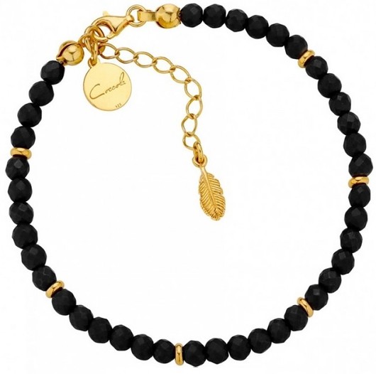 Bransoletka z onyksów i srebra 925 pozłacanego Coccola JEWELLERY