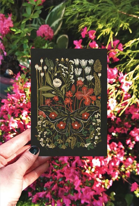 kartki okolicznościowe - wydruki Night garden , kartka okolicznościowa, pocztówka kwiaty, karta botaniczna