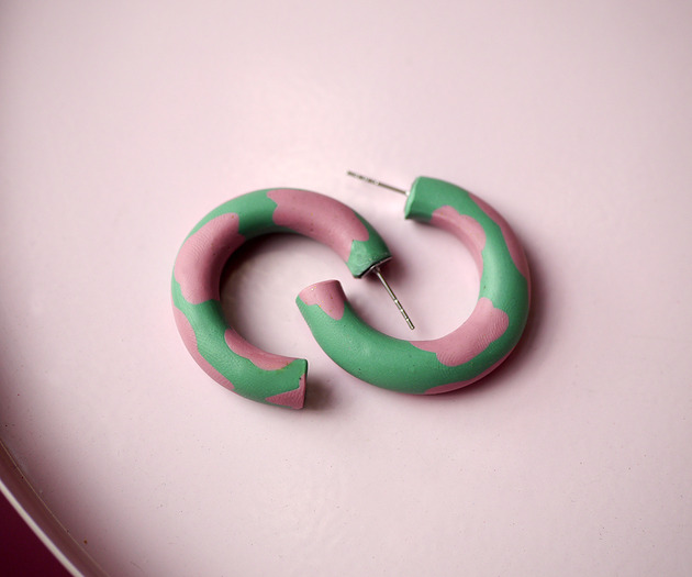 kolczyki z masy plastycznej Lekkie kolczyki z glinek polimerowych- koła