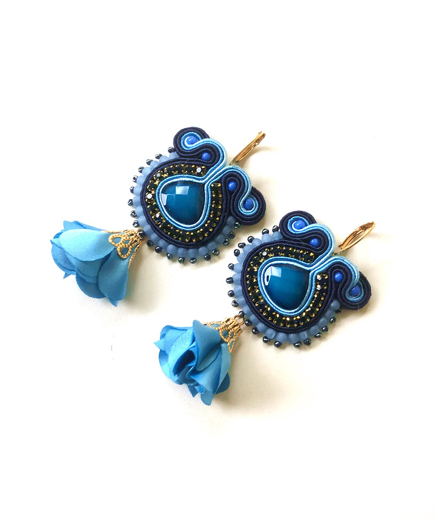 kolczyki soutache Sutaszowe kolczyki OIA z kwiatami