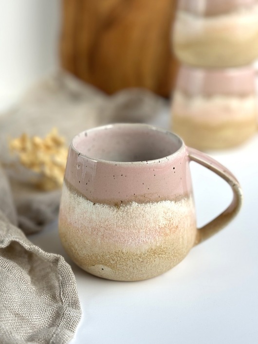 kubki Kubek Beczułka ręcznie robiony  320 ml - Różowe migdały