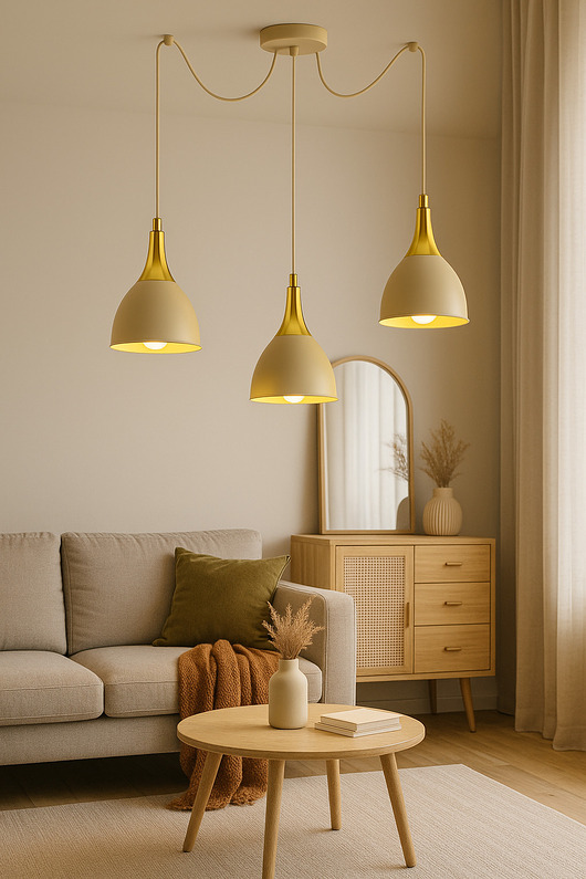 lampy wiszące Lampa Wisząca Metalowa Kaszmirowa ze złotym dodatkiem LED